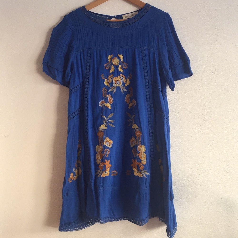 Embroidered Flowy Brass & Roe Dress